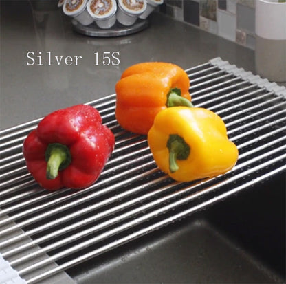 Folding stainless steel kitchen sink drain rack by My Store