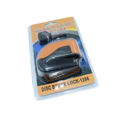 Motorcycle alarm disc brake lock anti-theft lock with compact metal body and locking pin