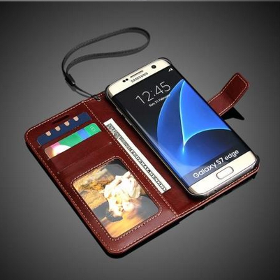 Brown leather phone case with protective cover and visible stitching by My Store