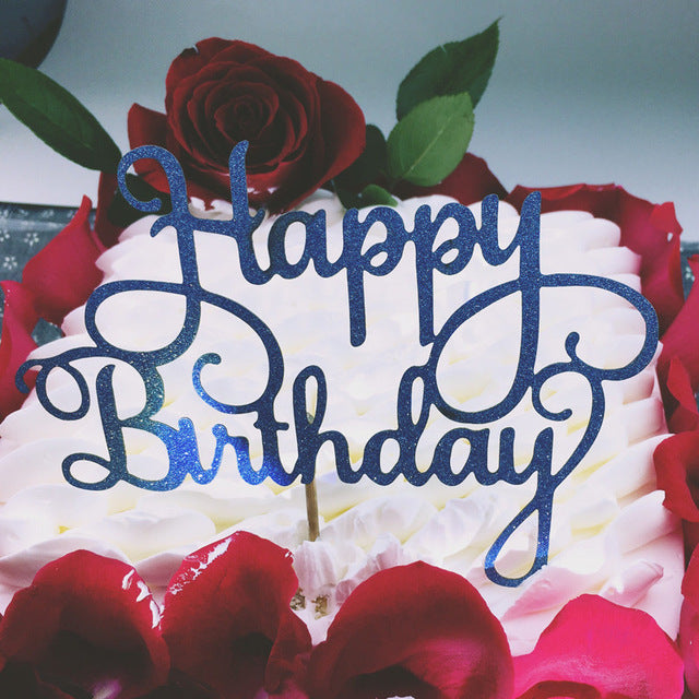 English happy birthday cake flag cake insert with colorful birthday message design