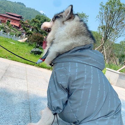 Reflective letters pet parent-child windbreaker jacket set displayed flat lay