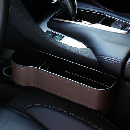 PU leather storage box in a sleek rectangular design with a hinged lid and visible stitching