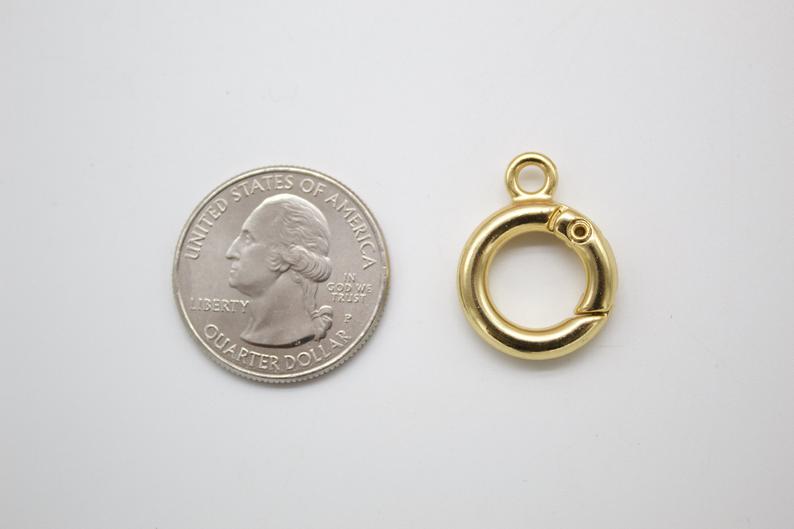 18K gold filled open circle latch clasp by MIA Jewelry, jewelry clasp with secure latch and polished gold finish