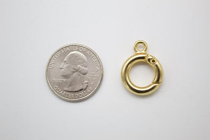 18K gold filled open circle latch clasp by MIA Jewelry, jewelry clasp with secure latch and polished gold finish