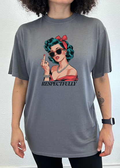 Unisex bamboo cotton graphic T-shirt with a bold middle finger print, by Spun Bamboo, featuring a casual men's printed t-shirt design.