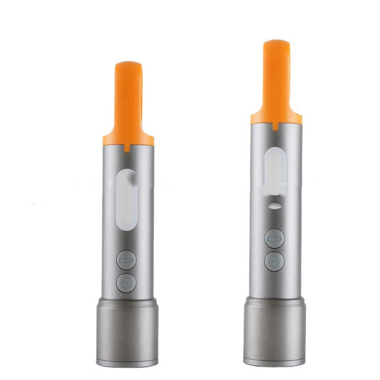 Outdoor camping waterproof long-range white laser flashlight displayed against a plain background