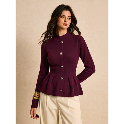 Retro single-breasted chic long-sleeved top in a classic design