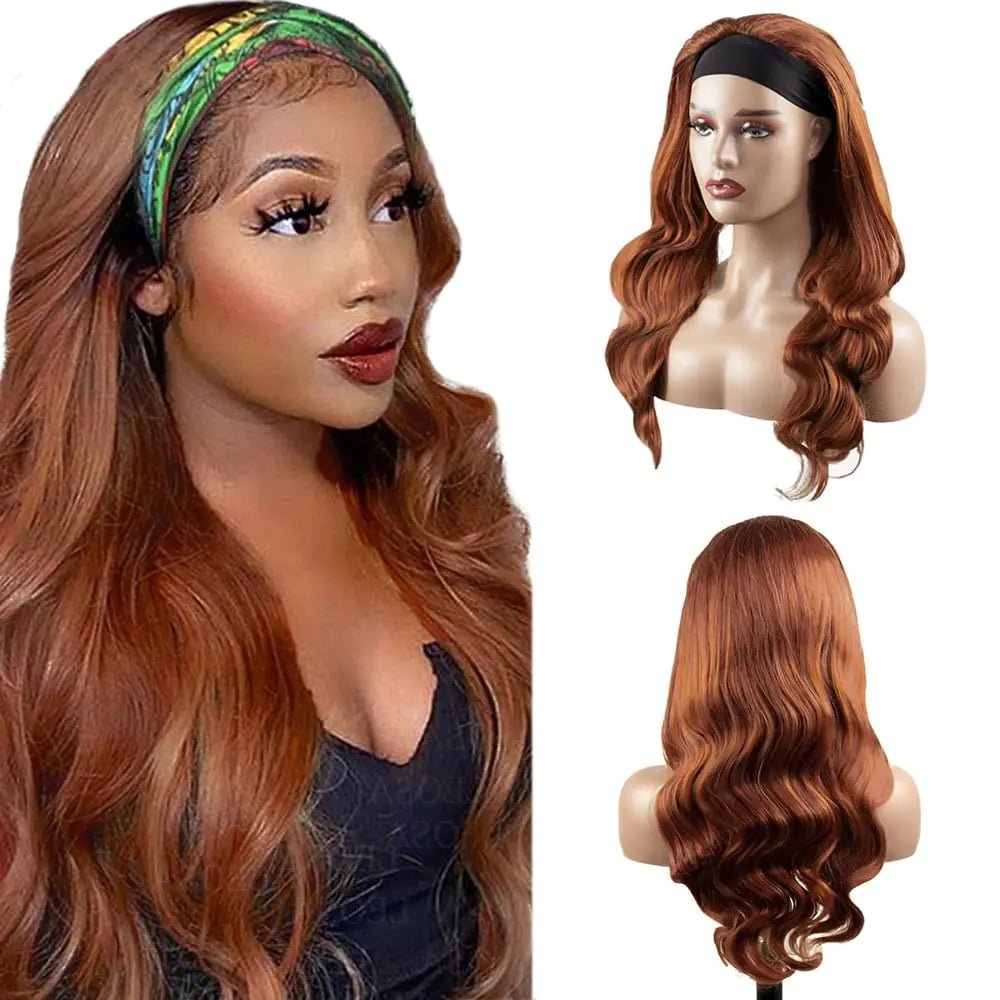 14 Inch P1b99j Burgundy Headband Wigs Human Hair Highlight Red Body Wave Headband Wigs 150% Density Brazilian Virgin Hair Glueless None Lace Front Wigs Full Head Machine Made Half Wigs For Women - BACKUPMYFILESNOW