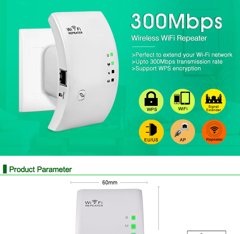WiFi repeater by My Store, compact wireless signal extender for improving home network coverage