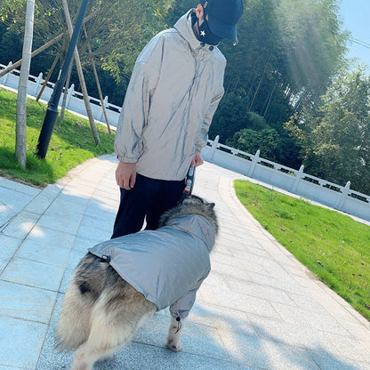 Reflective letters pet parent-child windbreaker jacket shown in detail