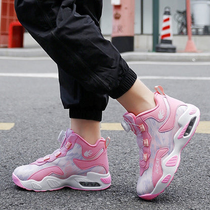 Cushion basketball rotating button running shoes in a sporty low-top design