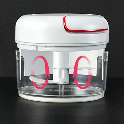 Manual cutting meat grinder, hand-operated metal appliance for grinding and cutting meat.