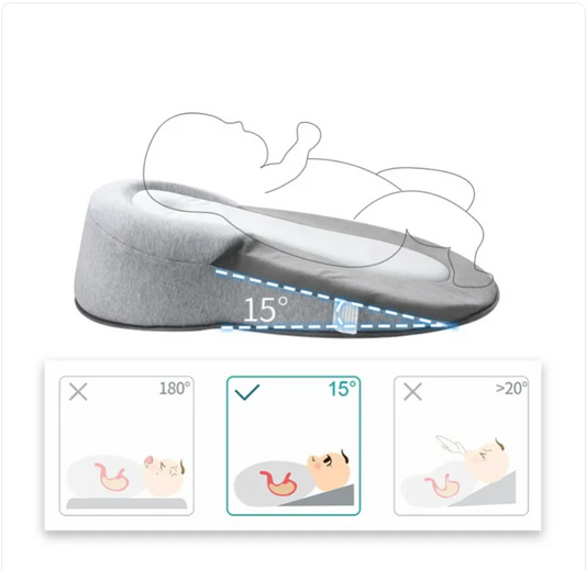 Baby anti-spit up pillow by BACKUPMYFILESNOW® with soft fabric and contoured design for feeding comfort and reflux prevention.