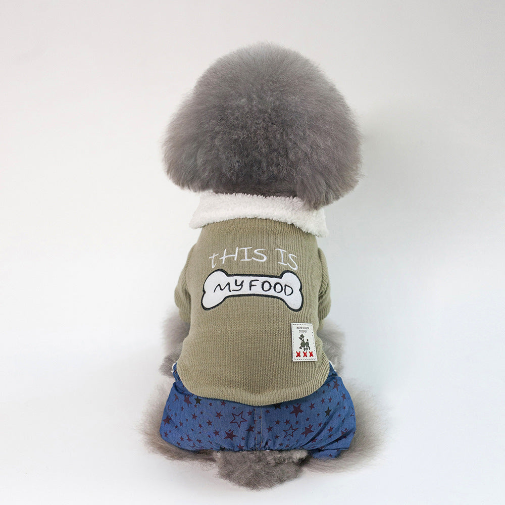Bone clothes pet clothing for dogs, featuring a bone design on soft fabric
