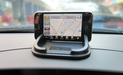 Black anti-slip car dashboard pad with iPhone 6 Plus navigation bracket and multifunction storage box