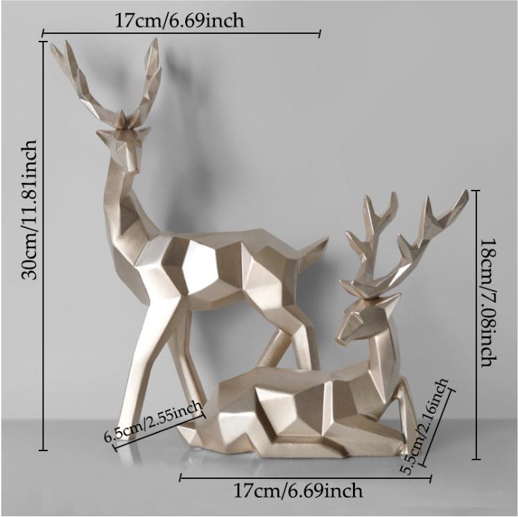 Resin deer sculpture statue, modern deer figurine table ornament for home decor
