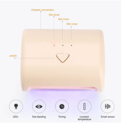My Store nail lamp for curing gel polish, compact design with UV LED light therapy timer controls