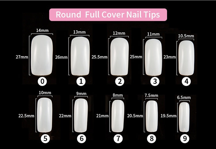 500 French nails, type 0, arranged in a clear package display