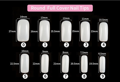 500 French nails, type 0, arranged in a clear package display