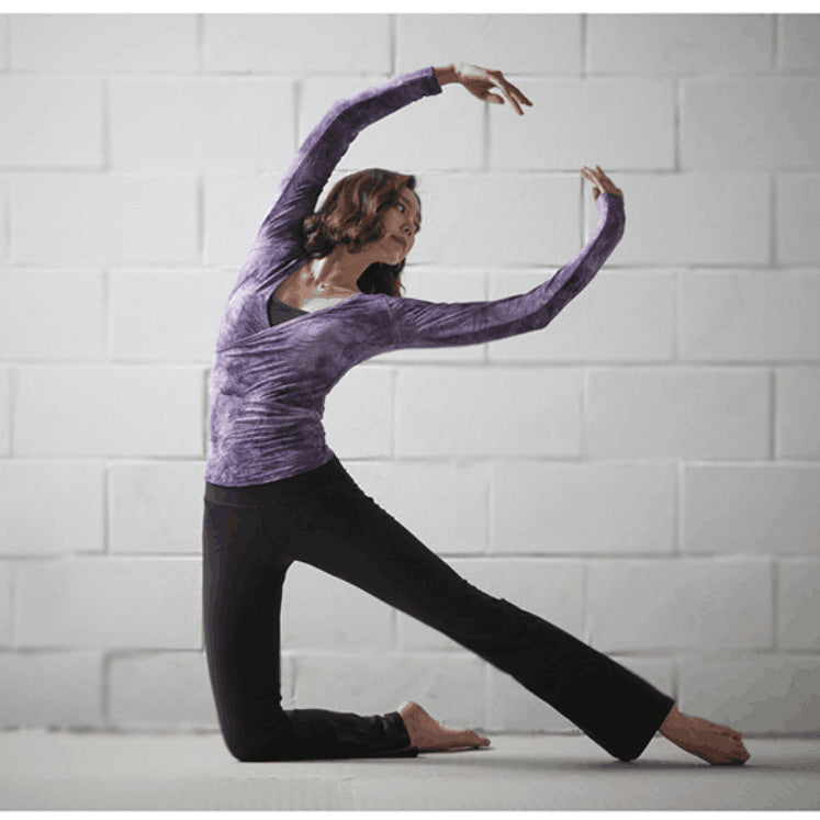 Yoga trumpet pants with flared legs in a comfortable stretch fabric, displayed against a plain background