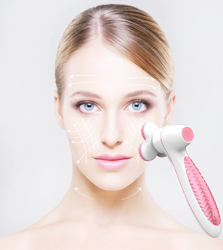 Three round 3D silicone cleansing instruments in a compact facial cleansing tool design