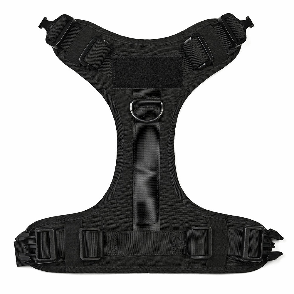 Military tactical dog harness for German Shepherd, adjustable black pet dog back vest with durable straps