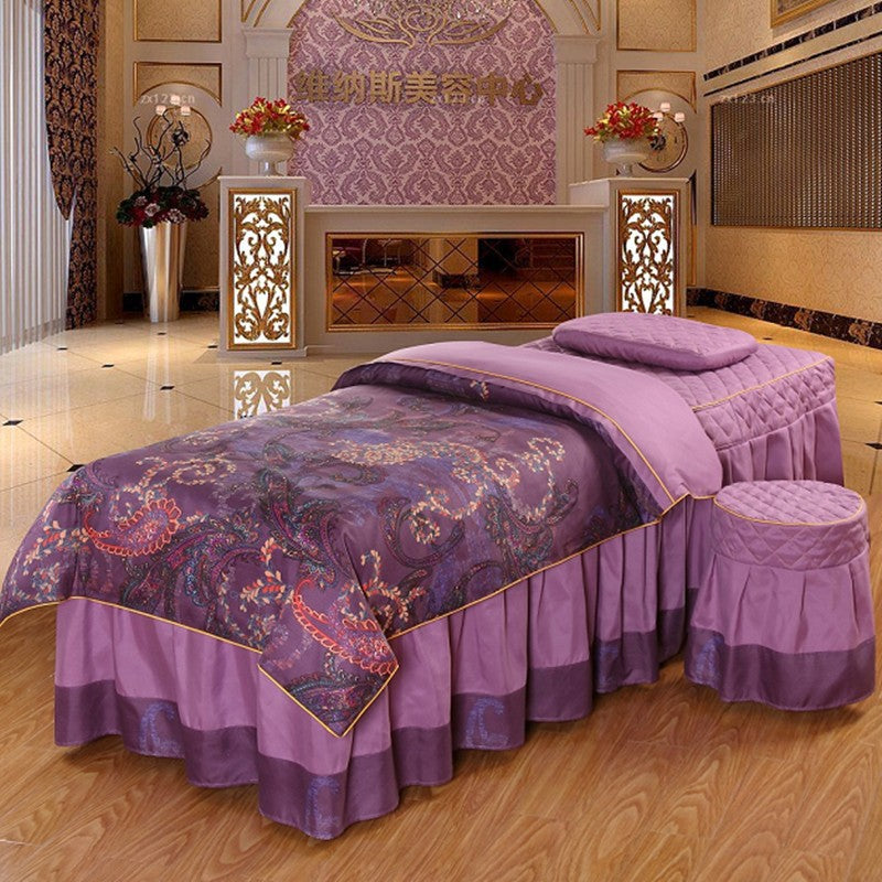 Beauty bed salon bed cover by My Store in white fabric, fitted over a professional treatment bed