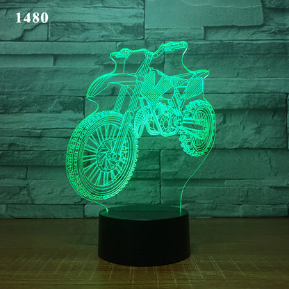 Motorcycle LED desk lamp with detailed bike design and bright integrated lighting