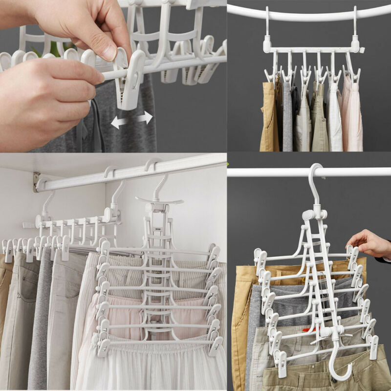 Space Saver Magic hanging clothes hanger rack in compact design for organizing multiple garments
