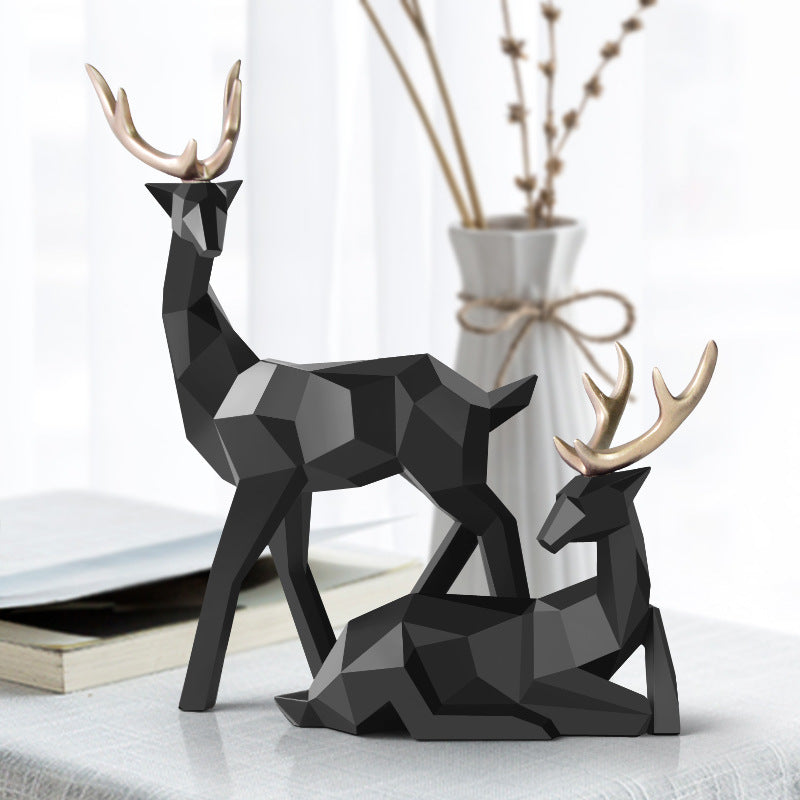 Resin deer sculpture statue, modern deer figurine table ornament for home decor