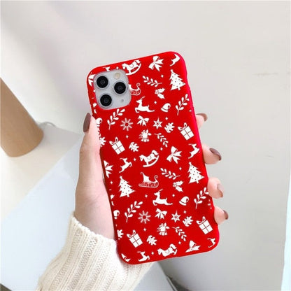 Christmas red cartoon frosted painted phone case