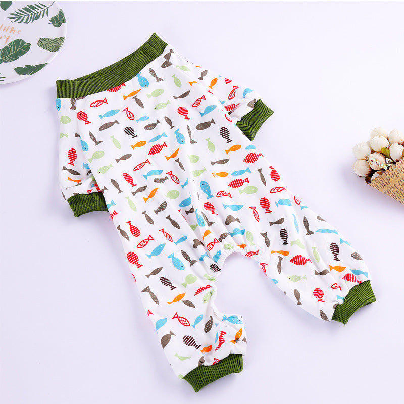 Cotton four-legged knit dog clothes in a soft, cozy design for pets