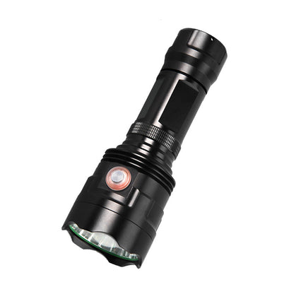 XHP90 powerful LED flashlight with XHP50 tactical torch design, black handheld body