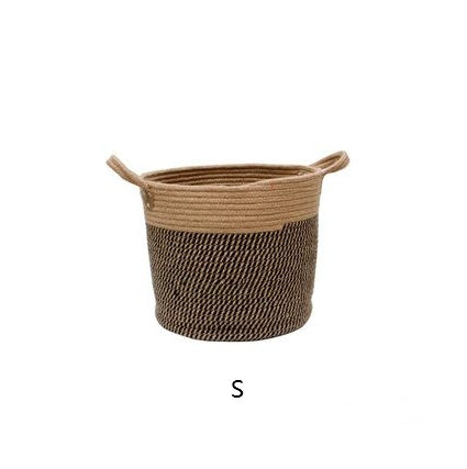 Cotton linen storage laundry basket with sturdy handles and neutral fabric design