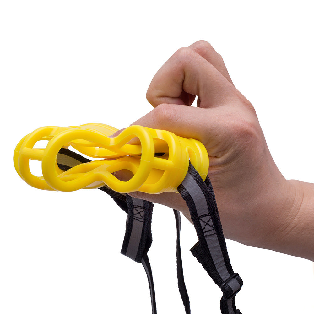 Adjustable dog muzzle for preventing random eating, biting, and barking, shown in a close-up product view
