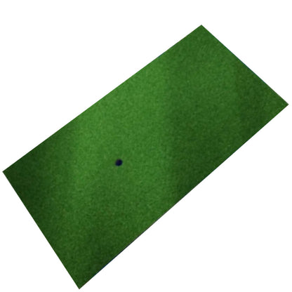 Golf practice mat for home training, shown in a durable green turf design