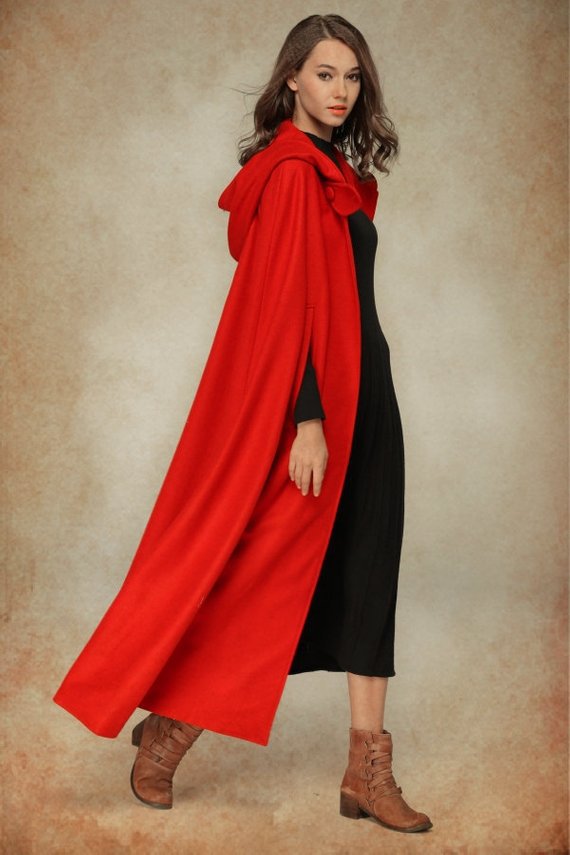 Four-color hooded tie shawl with a draped design and adjustable neck ties