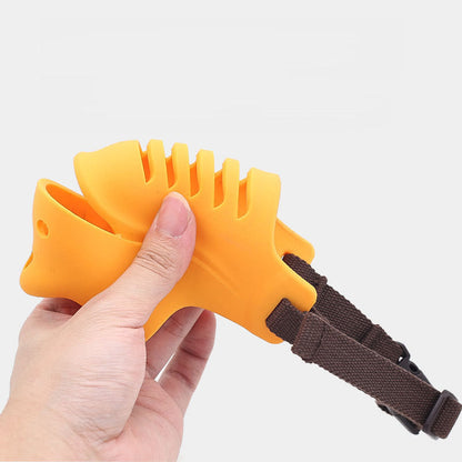 Rhino shape adjustable pure silicone dog muzzle, side view