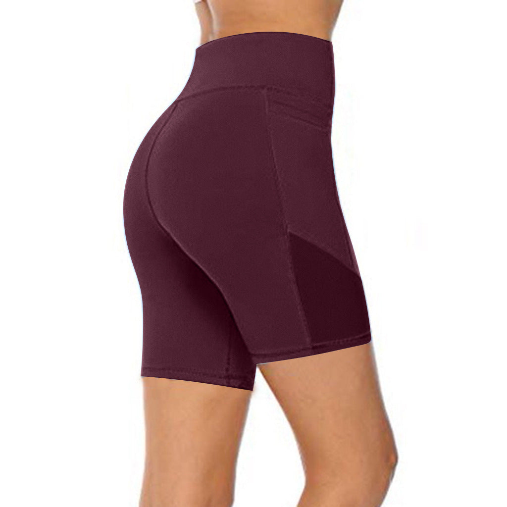 Stitching fitness five-point shorts by My Store, featuring a sporty stitched design and knee-length fit
