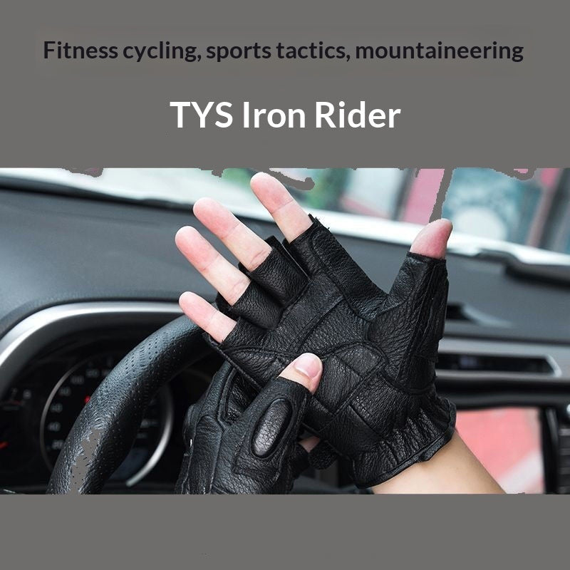 Outdoor training tactics genuine leather gloves, brown pair with reinforced palms and adjustable wrist closures