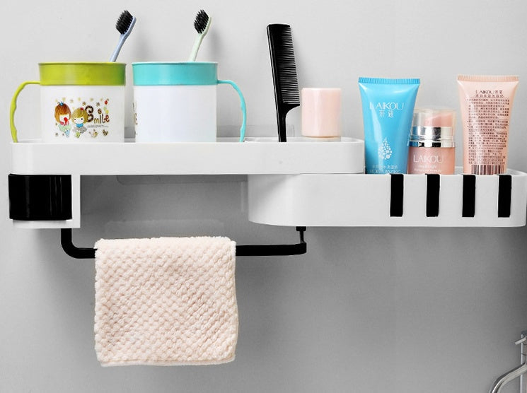 Multifunctional bathroom shelf with spacious storage design in white finish