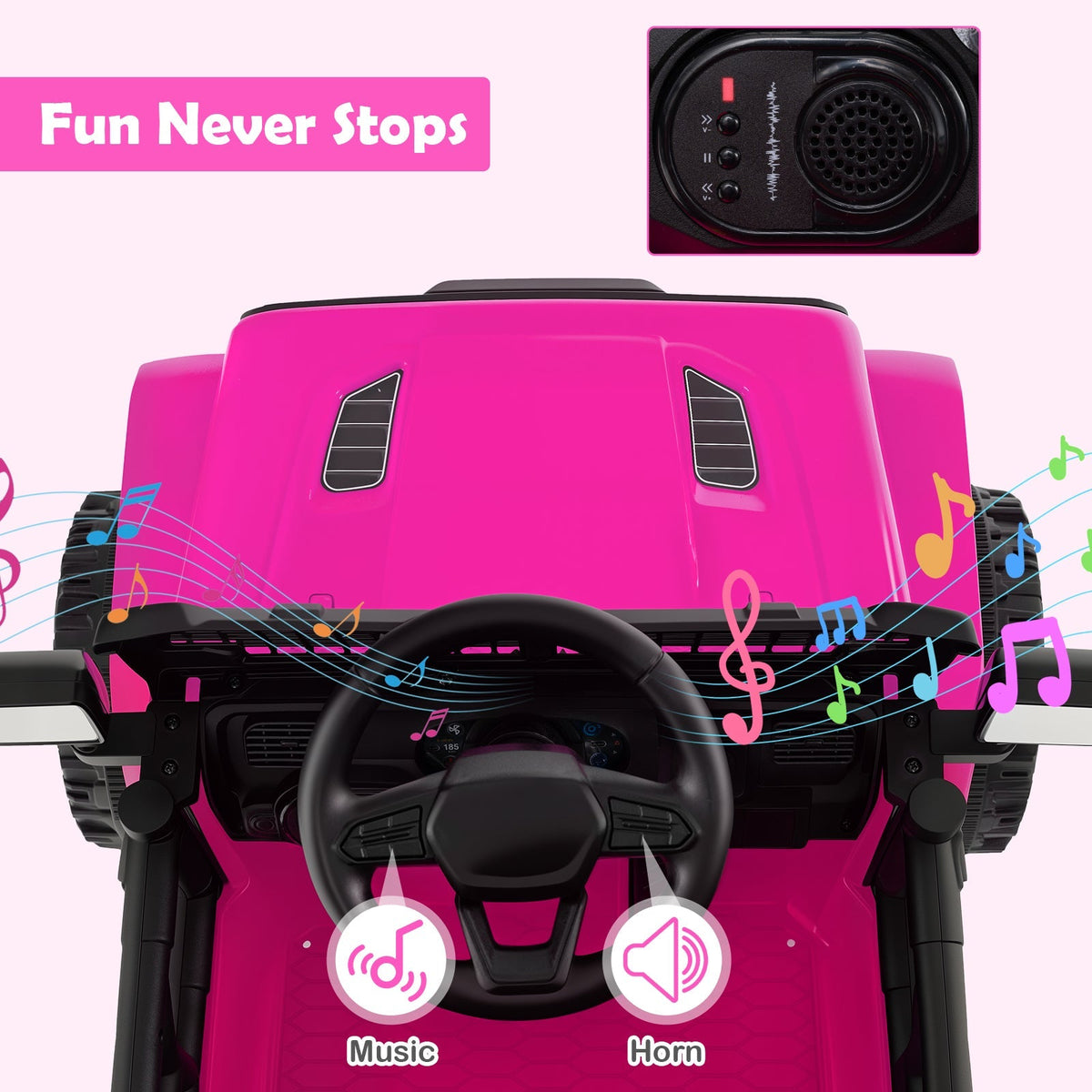 12V kids ride-on truck by GBruno Store featuring a battery-powered electric vehicle with realistic truck design and safety features.