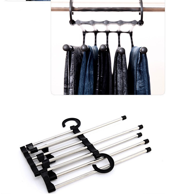 5-in-1 stainless steel multi-functional wardrobe hanger for clothes and pants rack