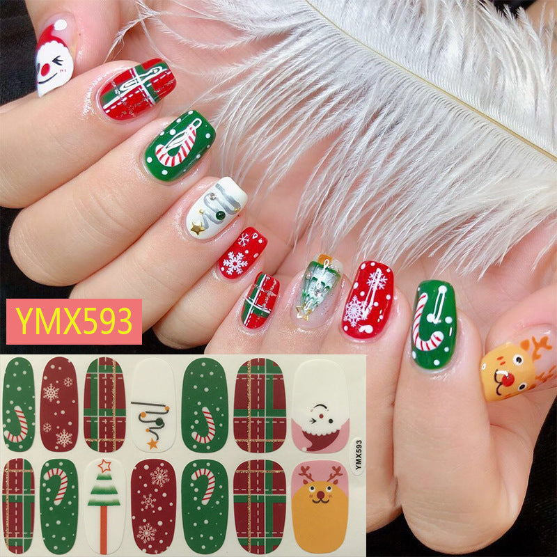 Christmas nail stickers sheet with festive holiday designs and decorative patterns