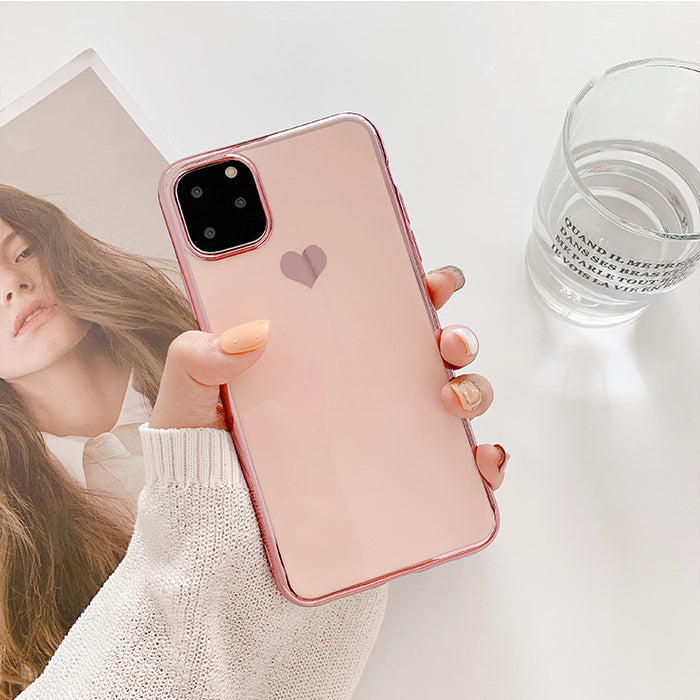 Luxury plating love phone case with elegant metallic finish and heart design