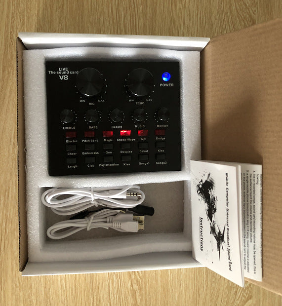 V8 universal mobile computer sound card with audio control interface