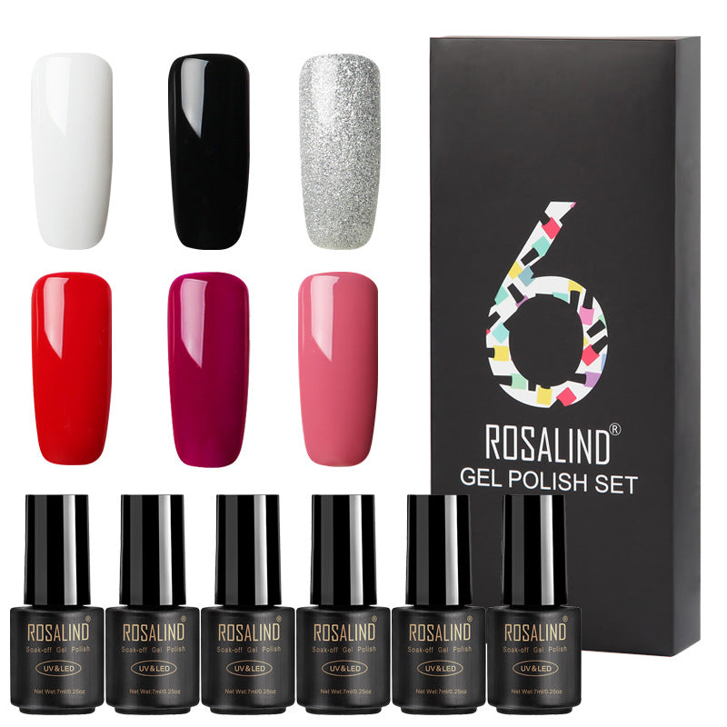 Six-bottle fine nail polish set in assorted shades by My Store