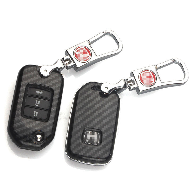 Carbon fiber car key cover shell with buckle for car key protection