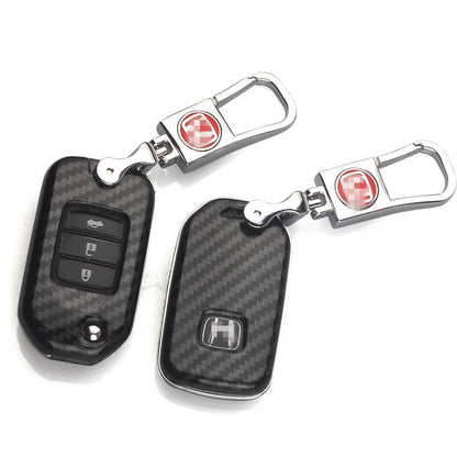 Carbon fiber car key cover shell with buckle for car key protection