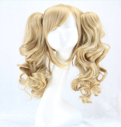 Colorful long curly wig with vibrant curls shown from the front